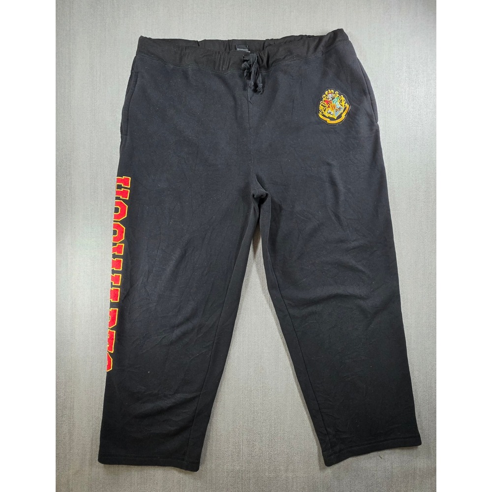 Harry Potter Sweatpants Mens 2XL Black Hogwarts Crest Graphic Fleece Joggers